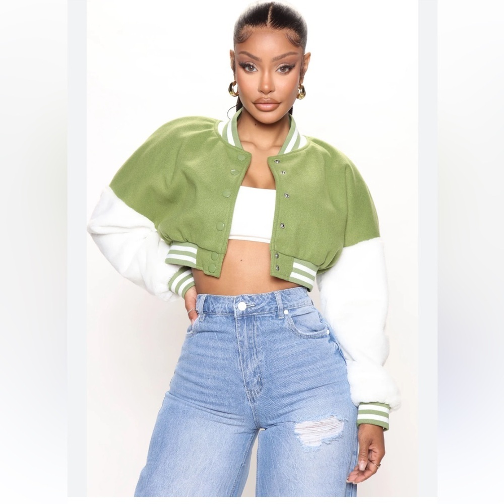 36points Green and White Women's Varsity Jacket